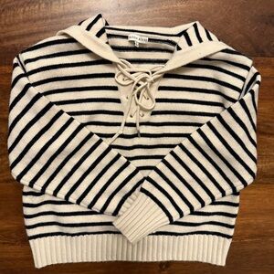 Moon River Anthropologie Navy and Cream Striped Sweater
